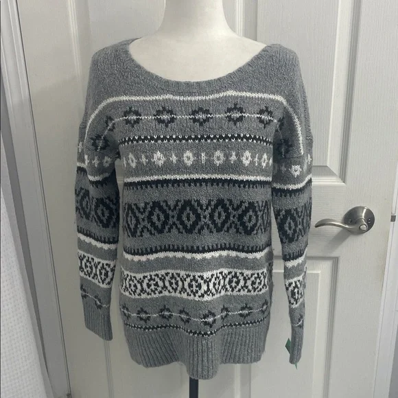 Gray Fair Isle Patterned Women's Sweater Sz M - Picture 2 of 11